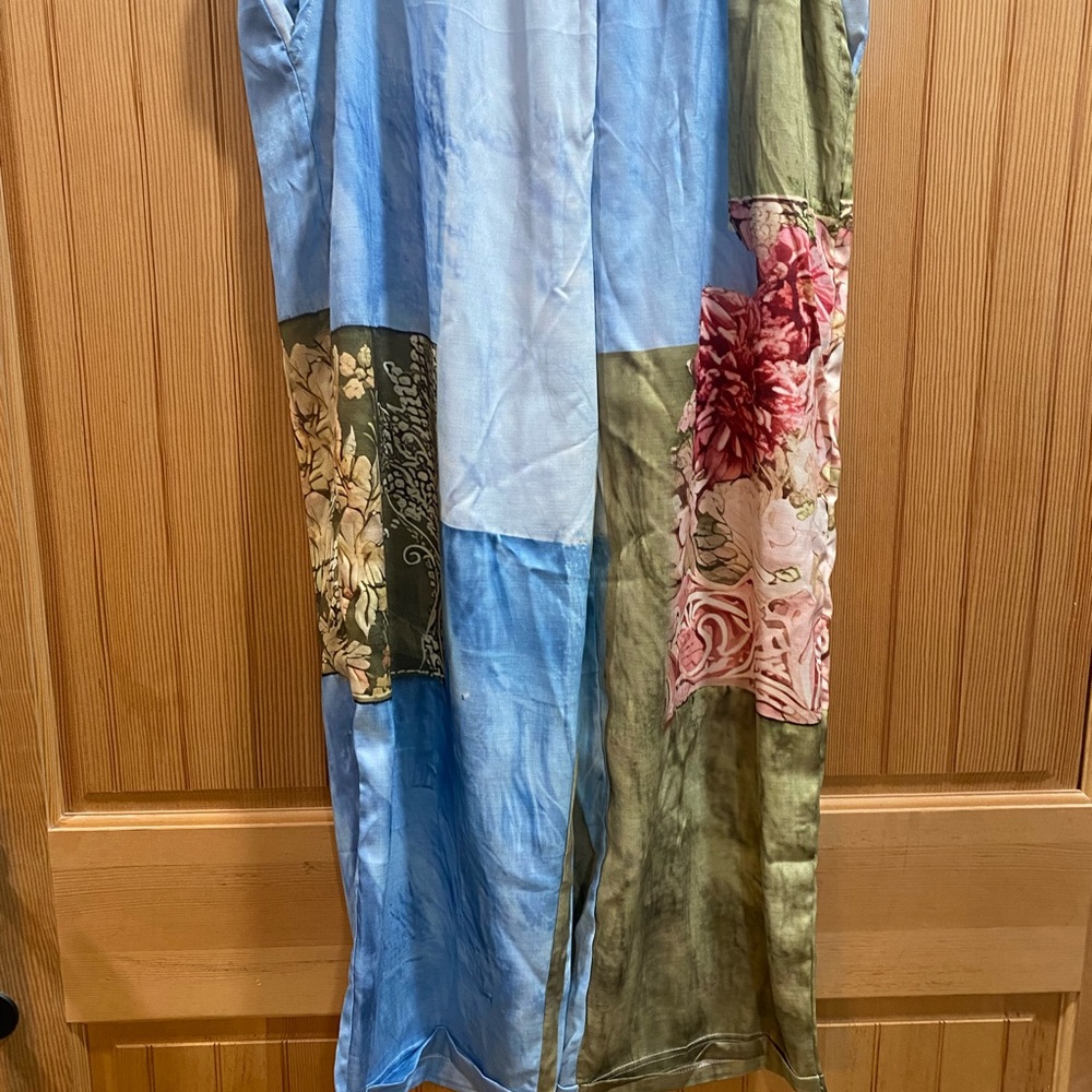 Patchwork Pattern Wide-Leg Pants - Multicolor NWT - image 3